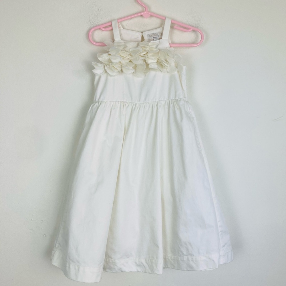 Crewcuts collection white 3D floral appliqué flower girl wedding midi dress. 2